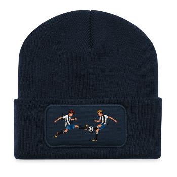 Two Boys Playing Soccer – Sports Team Spirit Art - Recycled Patch Beanie - french navy - Front