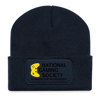 National Gaming Society Design für Gaming Kultur - Recycelte Patch Beanie - French Navy - Vorne