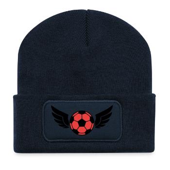 Fussball Fluegel Wappen Grafik - Recycelte Patch Beanie - French Navy - Vorne