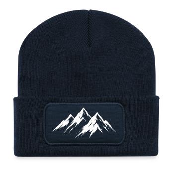 Berge Alpen Wandern Bergsteiger Outdoor Motiv - Recycelte Patch Beanie - French Navy - Vorne