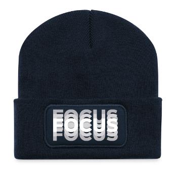 Focus Optische Täuschung Typografie Motiv - Recycelte Patch Beanie - French Navy - Vorne
