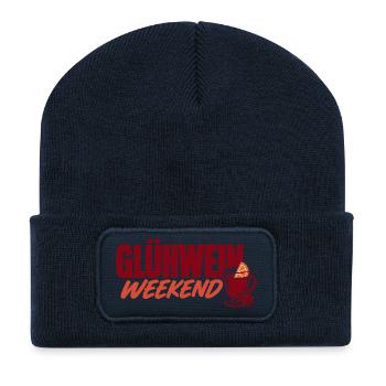 Glühwein Weekend mit Glühwein-Grafik - Recycelte Patch Beanie - French Navy - Vorne