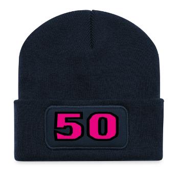 50. 50 ANS. 50e ANNIVERSAIRE. ANNIVERSAIRE 50 ANS. - Beanie recyclé à patch - bleu marine - Devant