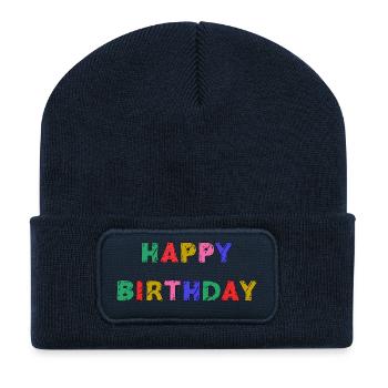 JAHRESTAG. ALLES GUTE ZUM GEBURTSTAG. ALLES GUTE ZUM GEBURTSTAG. - Recycelte Patch Beanie - French Navy - Vorne