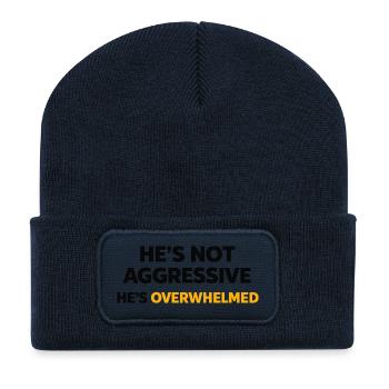 Dépassé plutôt qu’agressif – dire du thé - Beanie recyclé à patch - bleu marine - Devant