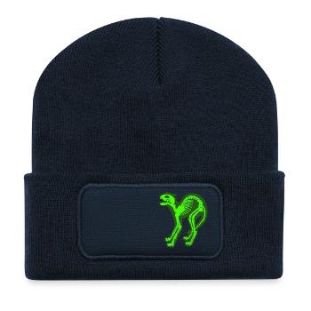 Chat squelette - Beanie recyclé à patch - bleu marine - Devant