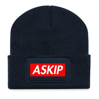 ASKIP Big Logo - Beanie recyclé à patch - bleu marine - Devant