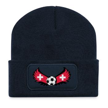 football suisse - Beanie recyclé à patch - bleu marine - Devant