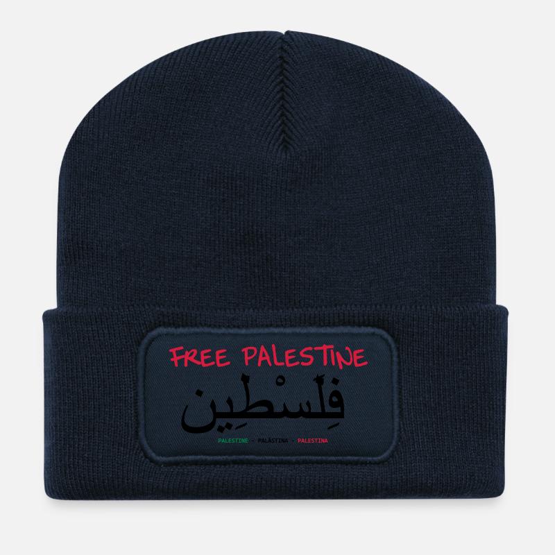 Free Palestine ! - Recycled Patch Beanie - french navy