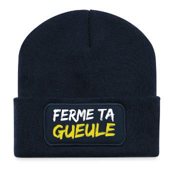 Ferme ta gueule - Beanie recyclé à patch - bleu marine - Devant