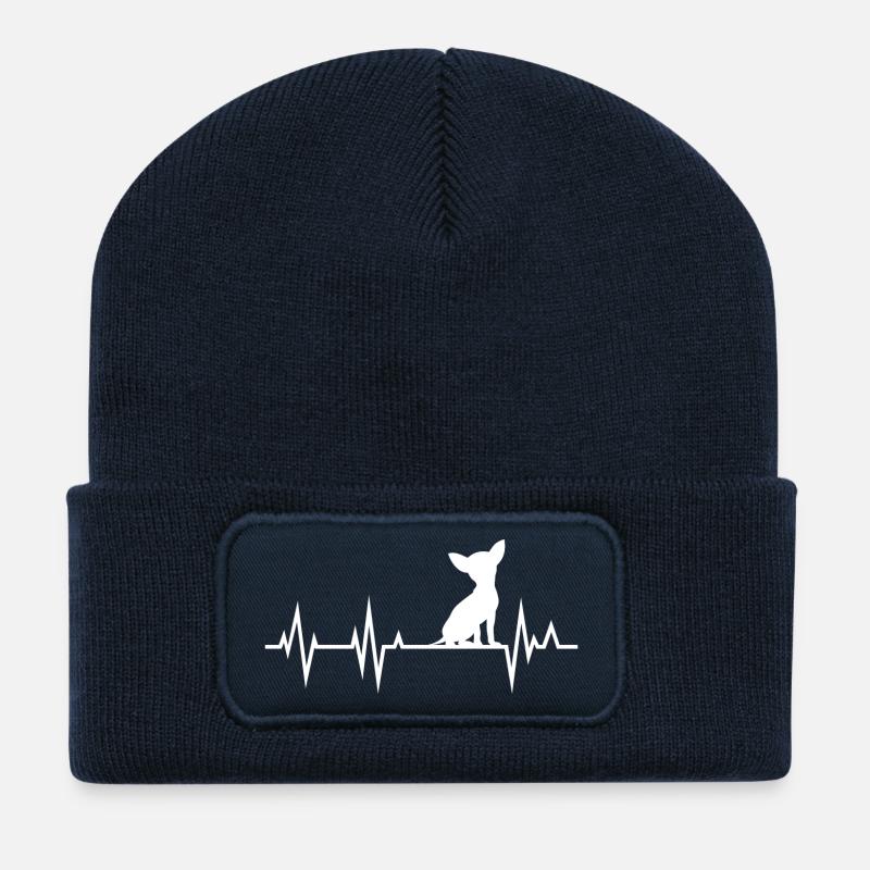 Chihuahua Herzschlag Heartbeat - Recycelte Patch Beanie - French Navy