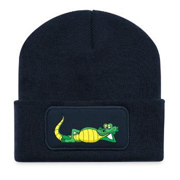 Cooles Krokodil - Recycelte Patch Beanie - French Navy - Vorne