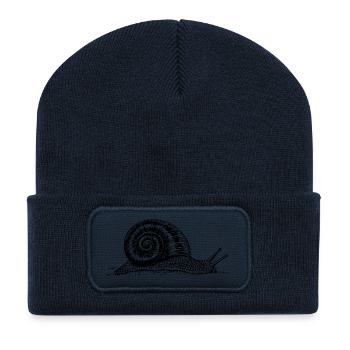Black and withe snail - Recycled Patch Beanie - french navy - Front