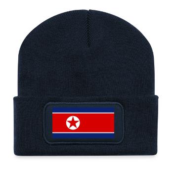 National flag of North Korea - Recycled Patch Beanie - french navy - Front
