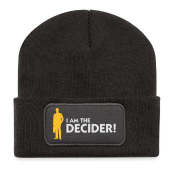 Ich bin der Entscheider! - Recycelte Patch Beanie - Dunkelgrau - Vorne