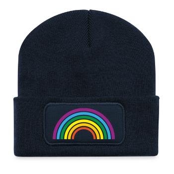 Regenbogen - Recycelte Patch Beanie - French Navy - Vorne