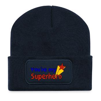 you're my superhero - Recycelte Patch Beanie - French Navy - Vorne
