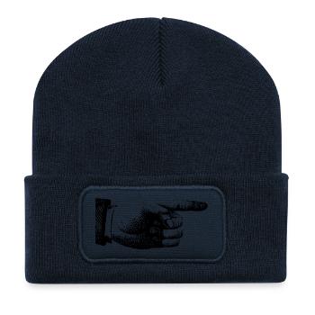 pointer du doigt - Beanie recyclé à patch - bleu marine - Devant