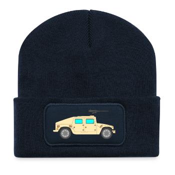 véhicule militaire - Beanie recyclé à patch - bleu marine - Devant