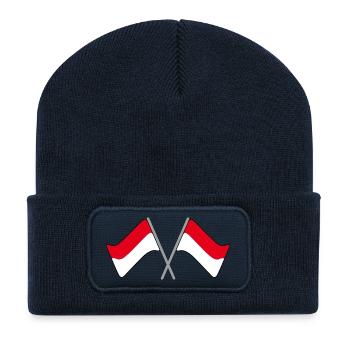Fahne rot-weiss | Flagge | Fußball | Stadion - Recycelte Patch Beanie - French Navy - Vorne