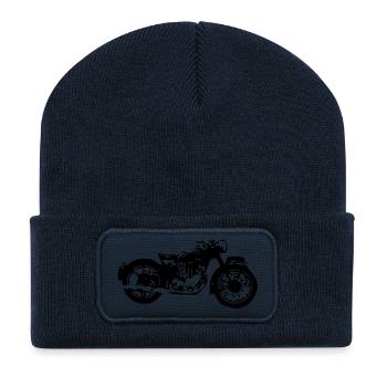 vieille moto2 - Beanie recyclé à patch - bleu marine - Devant