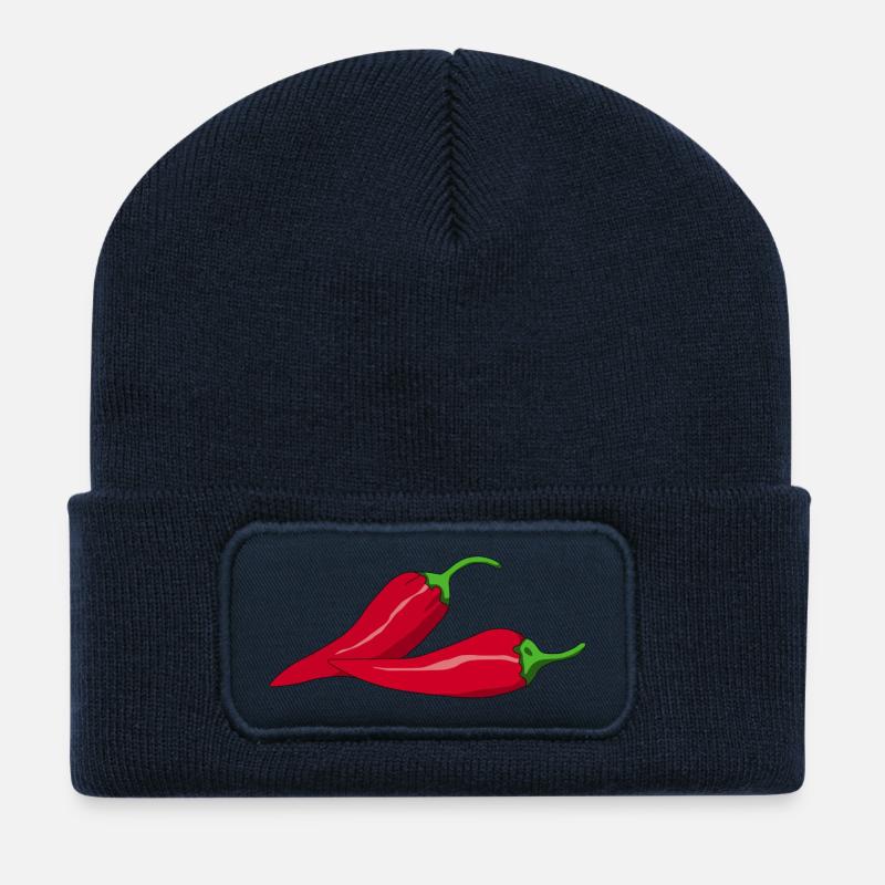 paprika chilli chili pepper citrus veggie gemuese - Recycelte Patch Beanie - French Navy