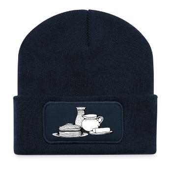 pancake pancakes crepes breakfast breakfast3 - Recycled Patch Beanie - french navy - Front