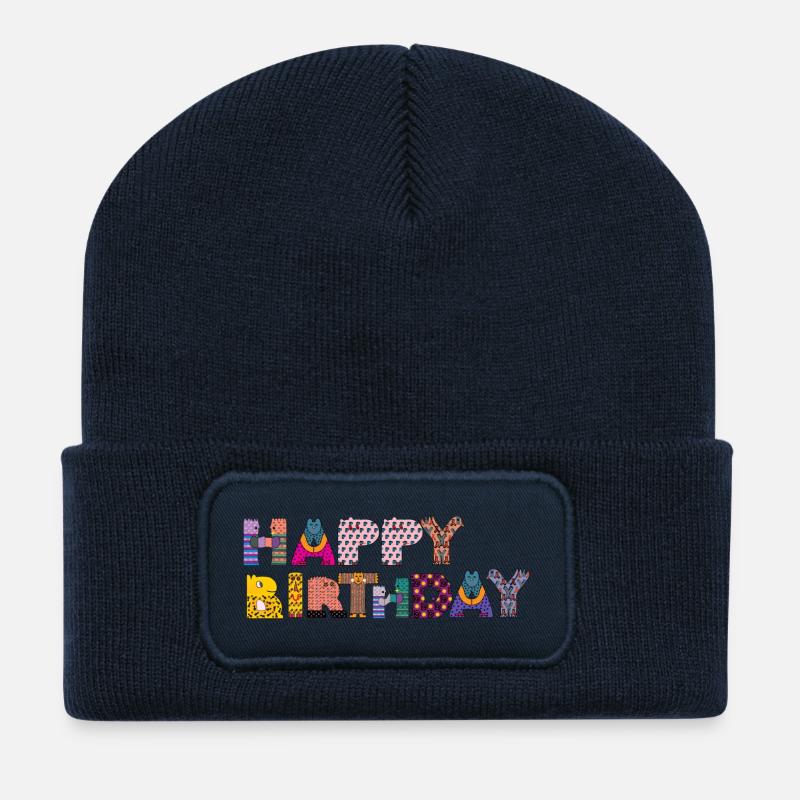 happy birthday - Recycelte Patch Beanie - French Navy