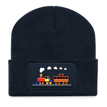 eisenbahn zug tram train railroad railway locomoti - Recycelte Patch Beanie - French Navy - Vorne