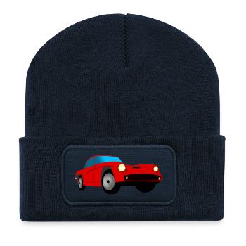 Rotes, stylisches Auto. Geschenkidee - Recycelte Patch Beanie - French Navy - Vorne