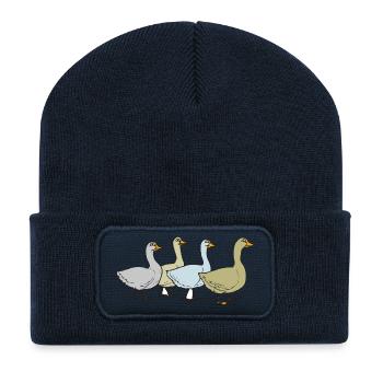 gans gaense goose fowl gefluegel poultry1 - Recycelte Patch Beanie - French Navy - Vorne