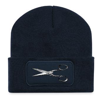 Schere Zeichnung Friseur - Recycelte Patch Beanie - French Navy - Vorne