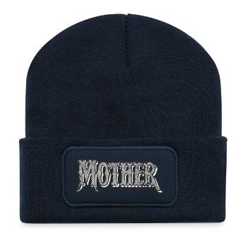 Mutter Schriftzug in Schwarzweiß - Recycelte Patch Beanie - French Navy - Vorne