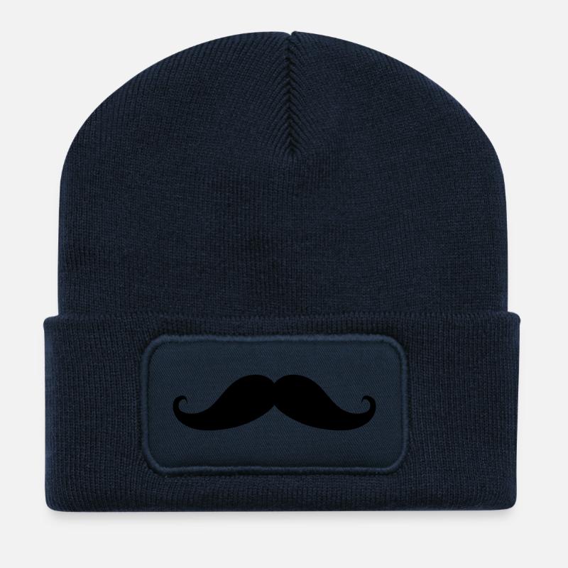 moustache - Beanie recyclé à patch - bleu marine