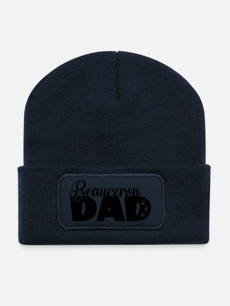 Beauceron Papa - énonciation drôle de papa de chien - Beanie recyclé à patch - bleu marine