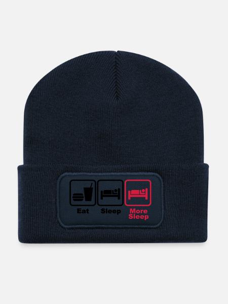 eat sleep more sleep 2c - Recycled Patch Beanie - french navy