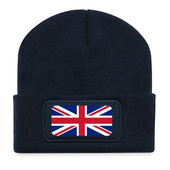 UK FLAG round corner 400 dpi - Recycelte Patch Beanie - French Navy - Vorne