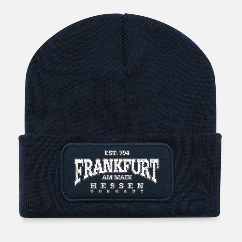 Frankfurt am Main (white oldstyle) - Recycelte Patch Beanie - French Navy