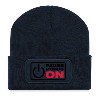 mode Pause ON - Beanie recyclé à patch - bleu marine - Devant