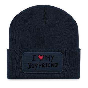 i_love_my_boyfriend__f2 - Beanie recyclé à patch - bleu marine - Devant