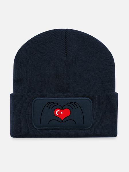 Coeur Turquie - Beanie recyclé à patch - bleu marine