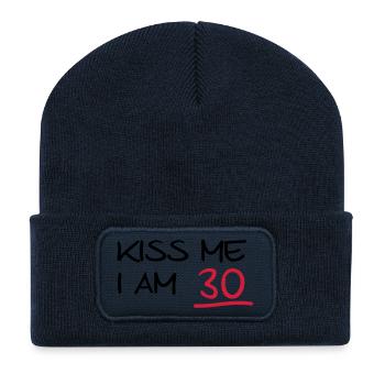 kiss me i am 30 birthday (de) - Recycelte Patch Beanie - French Navy - Vorne