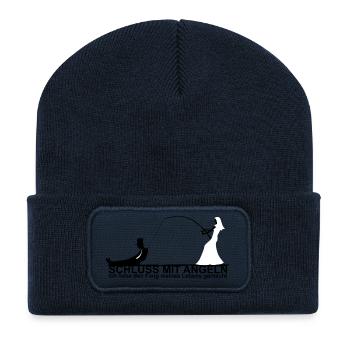 Braut Angeln Junggesellenabschied Geschenk Ehe - Recycelte Patch Beanie - French Navy - Vorne