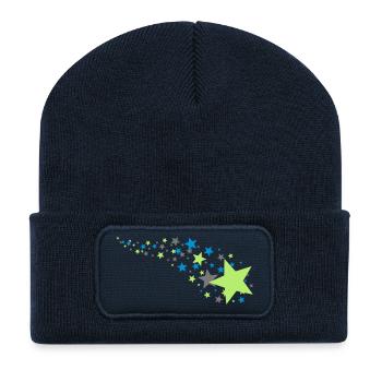 150_sterne - Beanie recyclé à patch - bleu marine - Devant