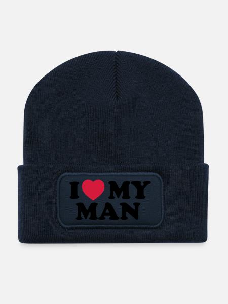 I love my man - Recycelte Patch Beanie - French Navy
