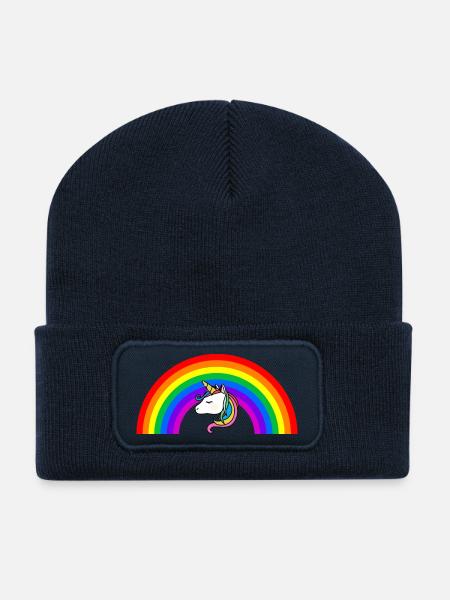 Regenbogen Einhorn - Recycelte Patch Beanie - French Navy