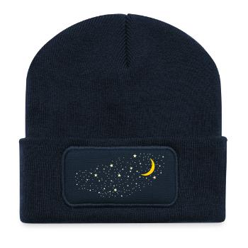 Mond und Sterne | Sternenhimmel - Recycelte Patch Beanie - French Navy - Vorne