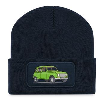 Grüner R4 (Auto) - Recycelte Patch Beanie - French Navy - Vorne
