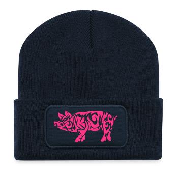 Stammes Schwein Schwein 107 - Recycelte Patch Beanie - French Navy - Vorne