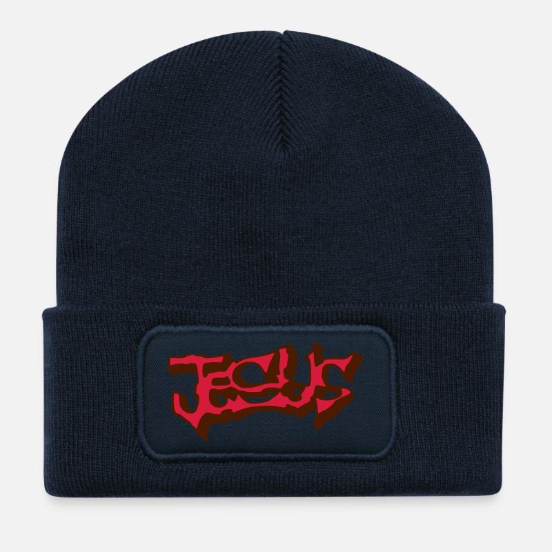 jesus graffiti - Recycled Patch Beanie - french navy